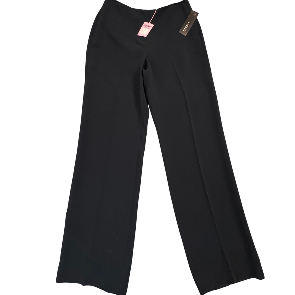 NWT LOUBEN Black‎ Stretch Wide Leg Dress Pants Womens Size 10 (W30in.xL33in.)
